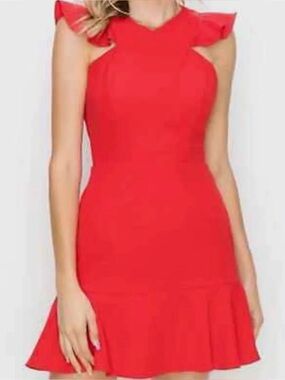 Chelsea28 Red Ruffle-Hem Mini Dress